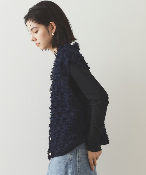 OPAQUE.CLIP（オペークドットクリップ）の「◆ラメツイード風ニットベスト【洗濯機洗い可】（ニット/セーター・レディース・ライトグレー/ブラック/ネイビー・40/38）」の8枚目の写真