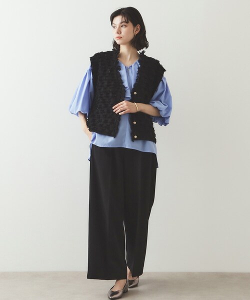 OPAQUE.CLIP（オペークドットクリップ）の「◆ラメツイード風ニットベスト【洗濯機洗い可】（ニット/セーター・レディース・ライトグレー/ブラック/ネイビー・40/38）」の13枚目の写真