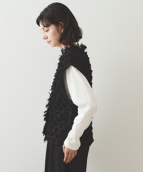 OPAQUE.CLIP（オペークドットクリップ）の「◆ラメツイード風ニットベスト【洗濯機洗い可】（ニット/セーター・レディース・ライトグレー/ブラック/ネイビー・40/38）」の17枚目の写真