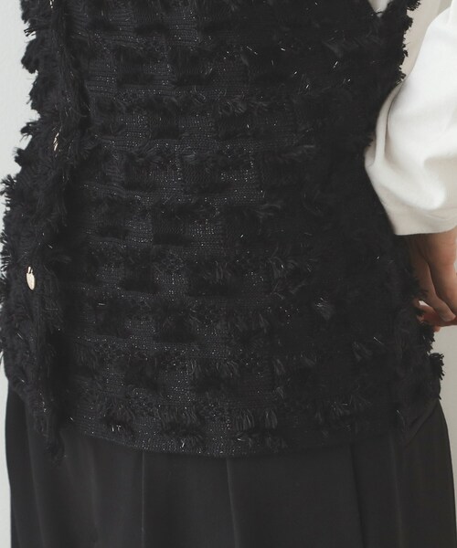 OPAQUE.CLIP（オペークドットクリップ）の「◆ラメツイード風ニットベスト【洗濯機洗い可】（ニット/セーター・レディース・ライトグレー/ブラック/ネイビー・40/38）」の21枚目の写真