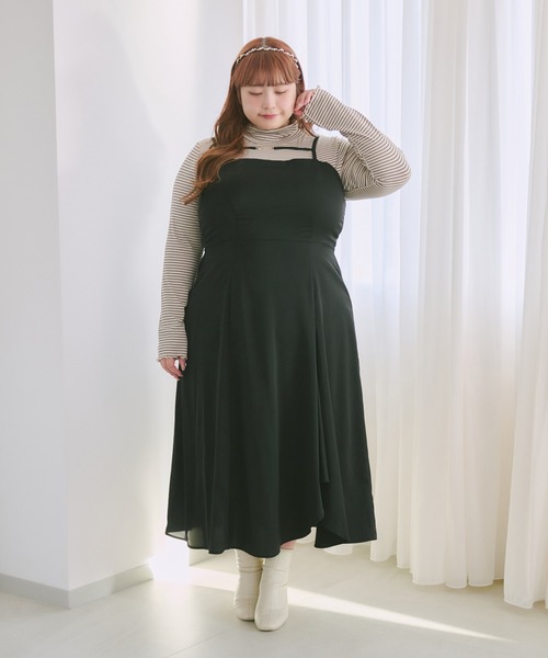 Louiosy(ルオシー)の「【大きいサイズ】チャーム付きイレヘムキャミワンピース(ワンピース・レディース・ブラック/アイボリー/ミント/ブラック系その他・4L/LL/3L)」の7枚目の写真