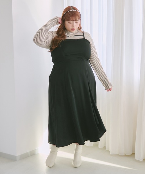 Louiosy(ルオシー)の「【大きいサイズ】チャーム付きイレヘムキャミワンピース(ワンピース・レディース・ブラック/アイボリー/ミント/ブラック系その他・4L/LL/3L)」の10枚目の写真