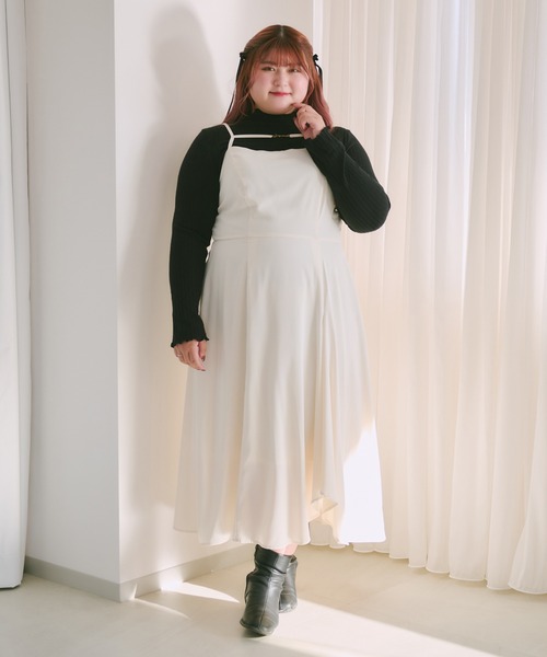 ワールド オンラインストア 大きいサイズ】チャーム付きイレヘムキャミワンピース ワンピース