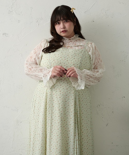 大きいサイズ】チャーム付きイレヘムキャミワンピース