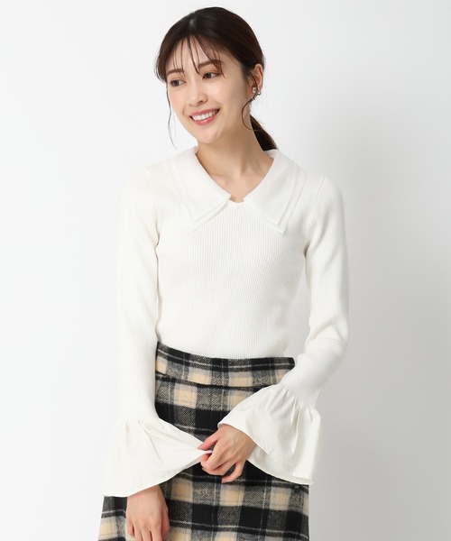 MISCH MASCH(ミッシュマッシュ)の「シアーダブル衿2wayニット/MM448309(ニット/セーター・レディース・ブラック/ピンク/ホワイト・フリ-)」の9枚目の写真