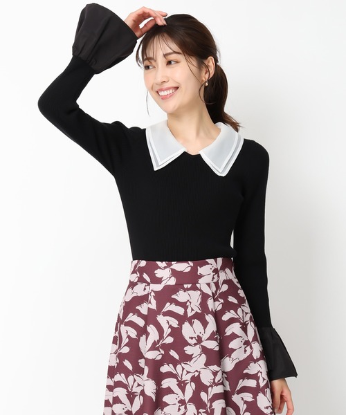 MISCH MASCH(ミッシュマッシュ)の「シアーダブル衿2wayニット/MM448309(ニット/セーター・レディース・ブラック/ピンク/ホワイト・フリ-)」の5枚目の写真
