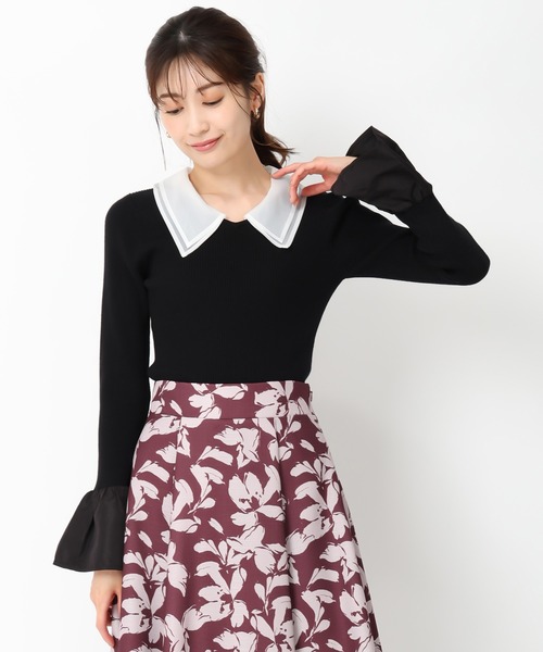 MISCH MASCH(ミッシュマッシュ)の「シアーダブル衿2wayニット/MM448309(ニット/セーター・レディース・ブラック/ピンク/ホワイト・フリ-)」の6枚目の写真