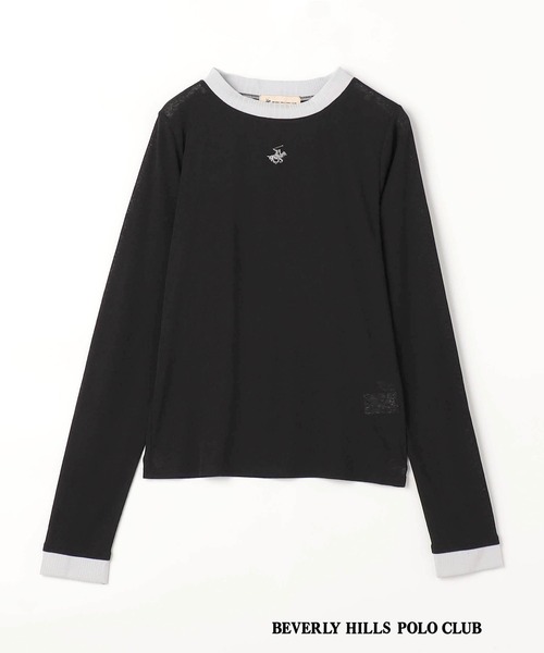 BEVERLY HILLS POLO CLUB(ビバリーヒルズポロクラブ)の「【BEVERLY HILLS POLO CLUB】レイヤード風シアーロングTEE(Tシャツ/カットソー・レディース・ブラック/オフホワイト/グレー・FREE)」の5枚目の写真