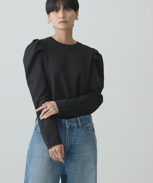 AMERICAN HOLIC(アメリカンホリック)の「ミニ裏毛ショルダータックプルオーバー(Tシャツ/カットソー・レディース・ライトグレー/ブラック・M/L)」の22枚目の写真