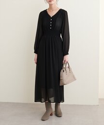 ピンタックプリーツお上品ワンピース