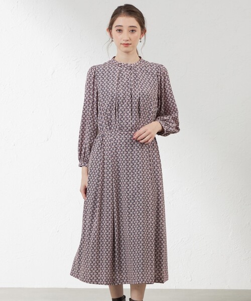 【セール】【LIBERTY】 EVERYN TRAIL バンドカラーワンピース（ワンピース）｜AMACA（アマカ）