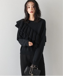 アシンメトリーフリルニット