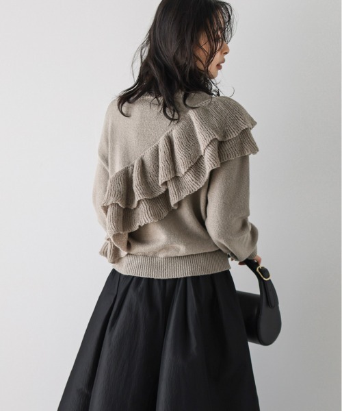 最終値下げ Deuxieme Classe ニット アシンメトリー 美品 セール】アシンメトリーフリルニット（ニット/セーター）｜La