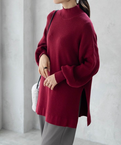 HusHusH（ハッシュアッシュ）の「HusHusH もちもち リブハイネックニットプルオーバー（ニット/セーター・レディース・レッド/ブラック/チャコールグレー・M/L）」の3枚目の写真