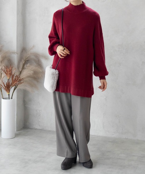 HusHusH（ハッシュアッシュ）の「HusHusH もちもち リブハイネックニットプルオーバー（ニット/セーター・レディース・レッド/ブラック/チャコールグレー・M/L）」の6枚目の写真