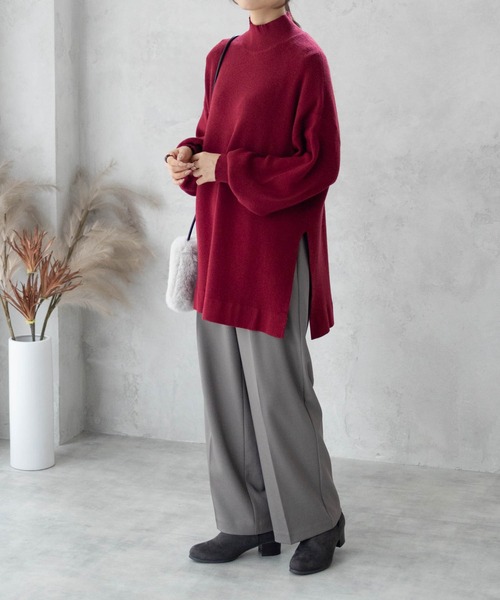 HusHusH（ハッシュアッシュ）の「HusHusH もちもち リブハイネックニットプルオーバー（ニット/セーター・レディース・レッド/ブラック/チャコールグレー・M/L）」の7枚目の写真