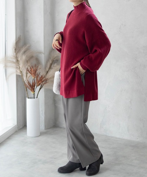 HusHusH（ハッシュアッシュ）の「HusHusH もちもち リブハイネックニットプルオーバー（ニット/セーター・レディース・レッド/ブラック/チャコールグレー・M/L）」の8枚目の写真