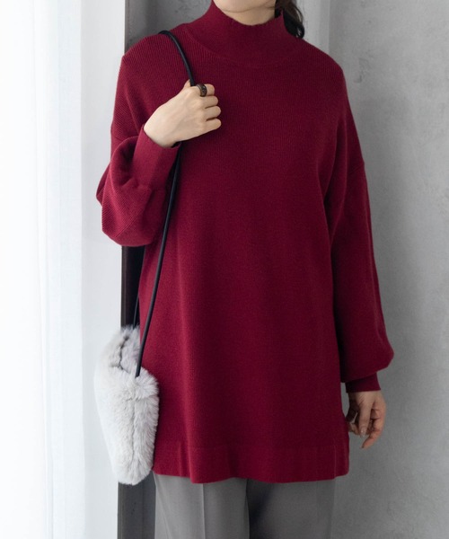 HusHusH（ハッシュアッシュ）の「HusHusH もちもち リブハイネックニットプルオーバー（ニット/セーター・レディース・レッド/ブラック/チャコールグレー・M/L）」の9枚目の写真