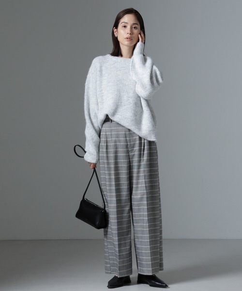 NANO universe（ナノユニバース）の「クルーネック片畦ニット（ニット/セーター・レディース・ブラック/ピンク/ライトグレー・FREE）」の6枚目の写真