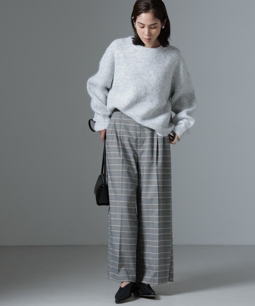 NANO universe（ナノユニバース）の「クルーネック片畦ニット（ニット/セーター・レディース・ブラック/ピンク/ライトグレー・FREE）」の7枚目の写真