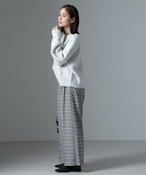 NANO universe（ナノユニバース）の「クルーネック片畦ニット（ニット/セーター・レディース・ブラック/ピンク/ライトグレー・FREE）」の8枚目の写真