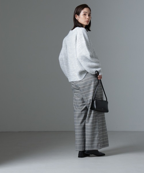 NANO universe（ナノユニバース）の「クルーネック片畦ニット（ニット/セーター・レディース・ブラック/ピンク/ライトグレー・FREE）」の9枚目の写真