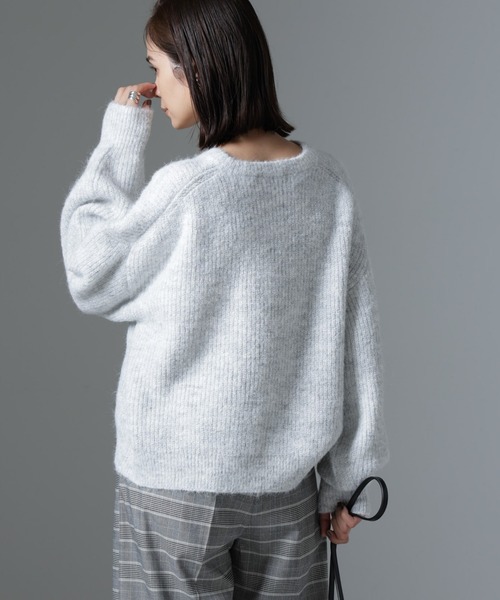 NANO universe（ナノユニバース）の「クルーネック片畦ニット（ニット/セーター・レディース・ブラック/ピンク/ライトグレー・FREE）」の5枚目の写真