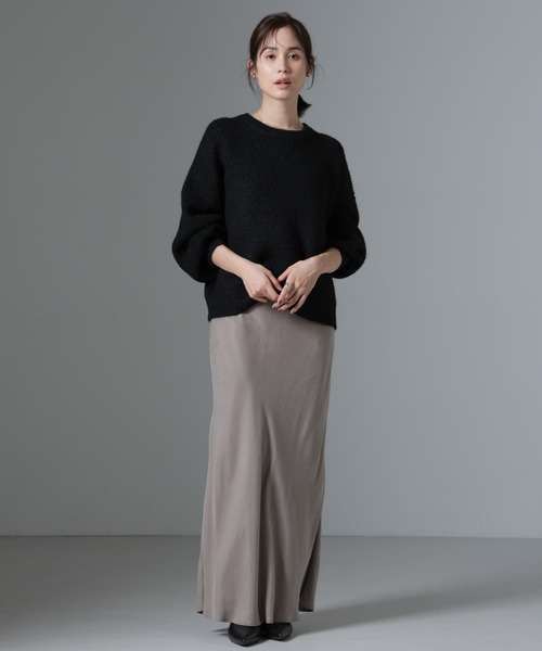 NANO universe（ナノユニバース）の「クルーネック片畦ニット（ニット/セーター・レディース・ブラック/ピンク/ライトグレー・FREE）」の13枚目の写真