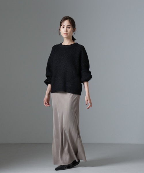 NANO universe（ナノユニバース）の「クルーネック片畦ニット（ニット/セーター・レディース・ブラック/ピンク/ライトグレー・FREE）」の14枚目の写真