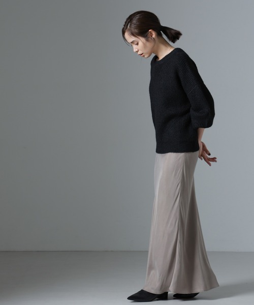 NANO universe（ナノユニバース）の「クルーネック片畦ニット（ニット/セーター・レディース・ブラック/ピンク/ライトグレー・FREE）」の15枚目の写真