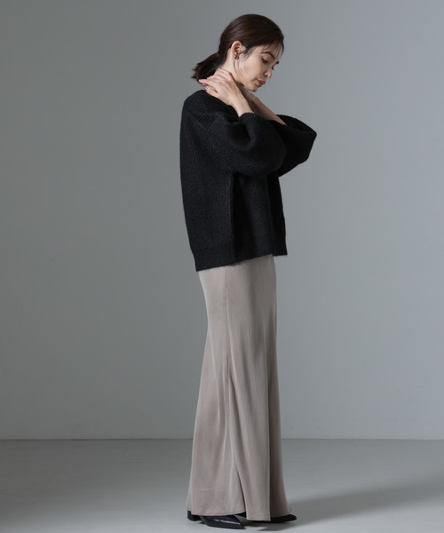 NANO universe（ナノユニバース）の「クルーネック片畦ニット（ニット/セーター・レディース・ブラック/ピンク/ライトグレー・FREE）」の16枚目の写真