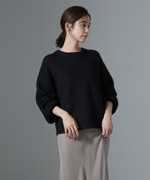NANO universe（ナノユニバース）の「クルーネック片畦ニット（ニット/セーター・レディース・ブラック/ピンク/ライトグレー・FREE）」の10枚目の写真