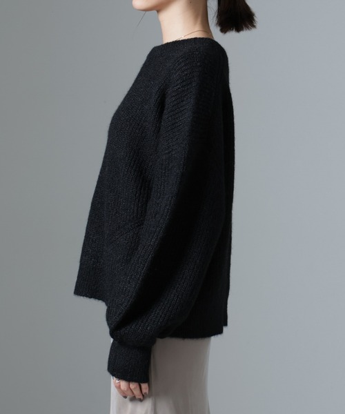 NANO universe（ナノユニバース）の「クルーネック片畦ニット（ニット/セーター・レディース・ブラック/ピンク/ライトグレー・FREE）」の18枚目の写真