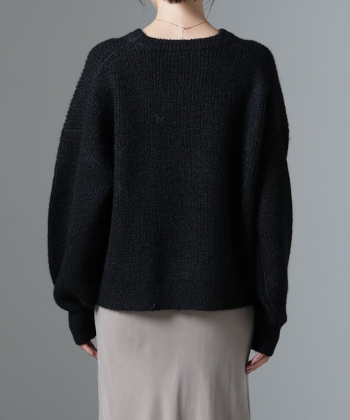 NANO universe（ナノユニバース）の「クルーネック片畦ニット（ニット/セーター・レディース・ブラック/ピンク/ライトグレー・FREE）」の19枚目の写真