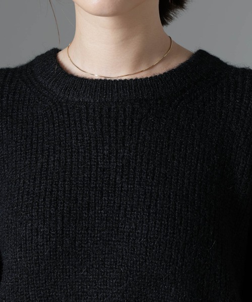 NANO universe（ナノユニバース）の「クルーネック片畦ニット（ニット/セーター・レディース・ブラック/ピンク/ライトグレー・FREE）」の20枚目の写真