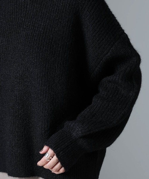 NANO universe（ナノユニバース）の「クルーネック片畦ニット（ニット/セーター・レディース・ブラック/ピンク/ライトグレー・FREE）」の21枚目の写真