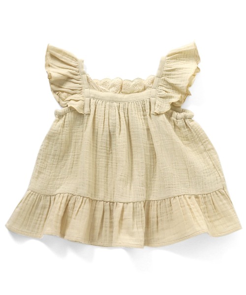 Seraph（セラフ）の「Seraph/セラフ 袖フリルラテカラートップス ノースリーブ ギャザー（タンクトップ・キッズ・チャコール/ブラウン/ベージュ・120/130/140）」の2枚目の写真