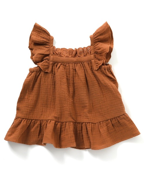 Seraph（セラフ）の「Seraph/セラフ 袖フリルラテカラートップス ノースリーブ ギャザー（タンクトップ・キッズ・チャコール/ブラウン/ベージュ・120/130/140）」の10枚目の写真