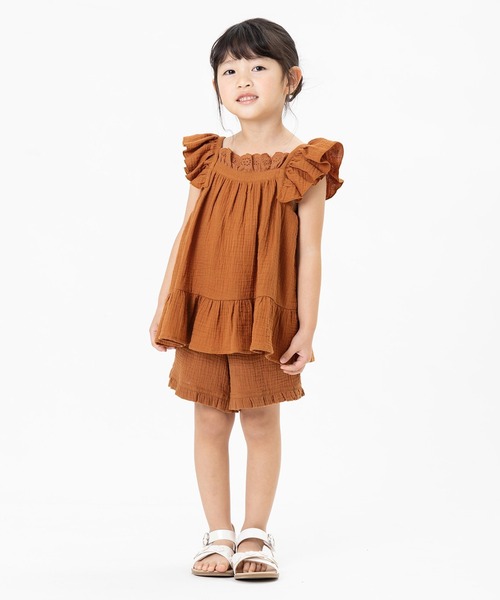 Seraph（セラフ）の「Seraph/セラフ 袖フリルラテカラートップス ノースリーブ ギャザー（タンクトップ・キッズ・チャコール/ブラウン/ベージュ・120/130/140）」の11枚目の写真