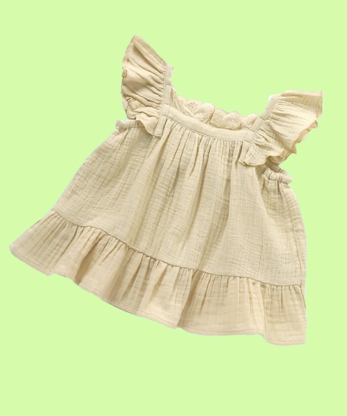 Seraph（セラフ）の「Seraph/セラフ 袖フリルラテカラートップス ノースリーブ ギャザー（タンクトップ・キッズ・チャコール/ブラウン/ベージュ・120/130/140）」の16枚目の写真