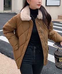 フェイクファー キルティングジャケット レディース