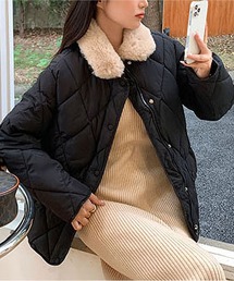 フェイクファー キルティングジャケット レディース