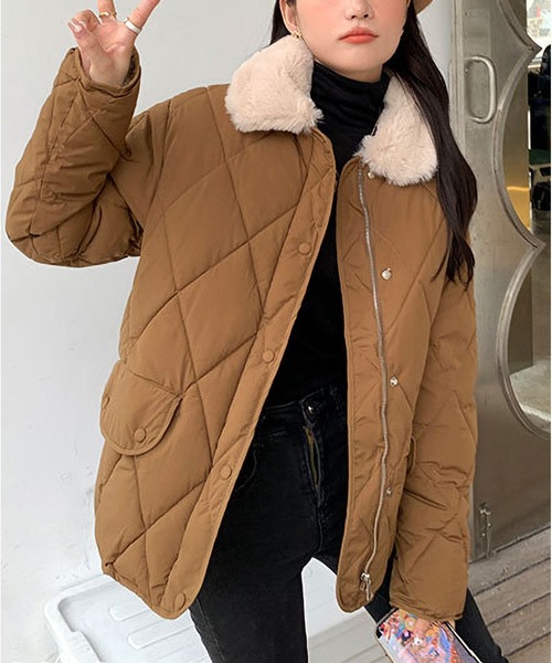 セール】フェイクファー キルティングジャケット レディース（ダウン