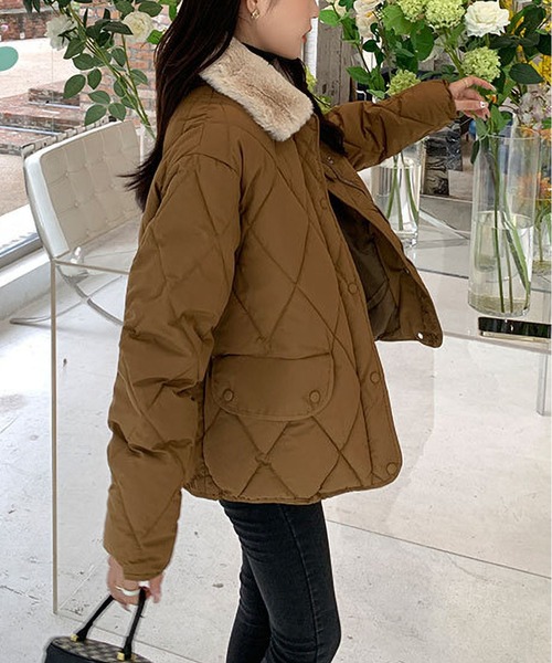 セール】フェイクファー キルティングジャケット レディース（ダウン