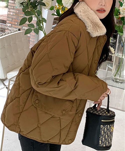セール】フェイクファー キルティングジャケット レディース（ダウン