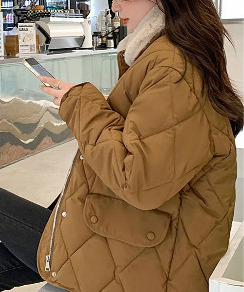 セール】フェイクファー キルティングジャケット レディース（ダウン