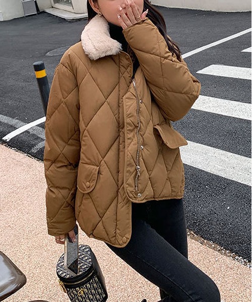 セール】フェイクファー キルティングジャケット レディース（ダウン