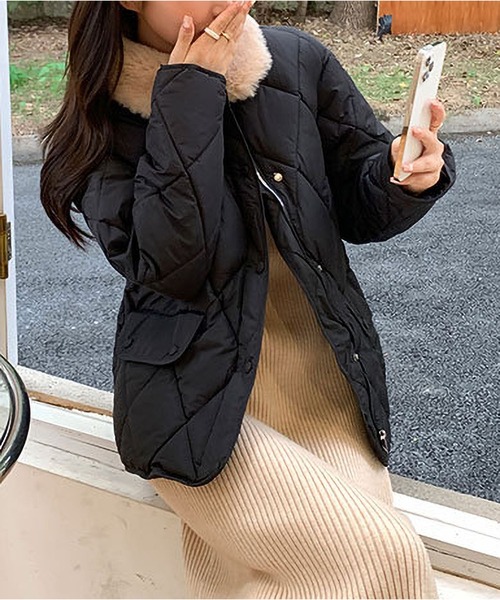 セール】フェイクファー キルティングジャケット レディース（ダウン