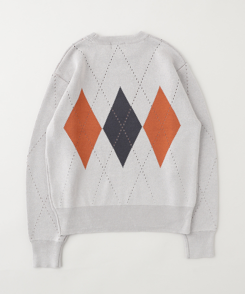 417 EDIFICE（フォーワンセブンエディフィス）の「ARGYLE KNIT / アーガイルニット（ニット/セーター・メンズ・グレー/ブルー系その他/パープル・MEDIUM/LARGE）」の6枚目の写真