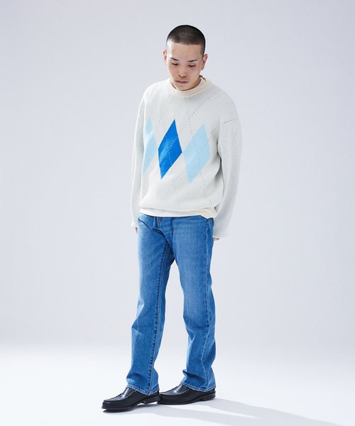 417 EDIFICE（フォーワンセブンエディフィス）の「ARGYLE KNIT / アーガイルニット（ニット/セーター・メンズ・グレー/ブルー系その他/パープル・MEDIUM/LARGE）」の7枚目の写真